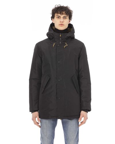 Baldinini Sleek Long Jacket With Monogram Detail - Black