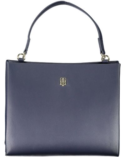 Tommy Hilfiger Chic Blue Polyurethane Handbag With Logo