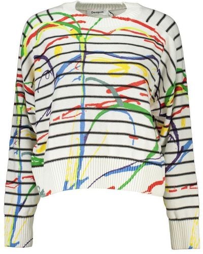 Desigual Chic Contrast Detail Crew Neck Sweater - Green