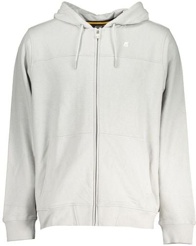 K-Way Chic Hooded Cotton Sweatshirt With Contrast Details - Gray