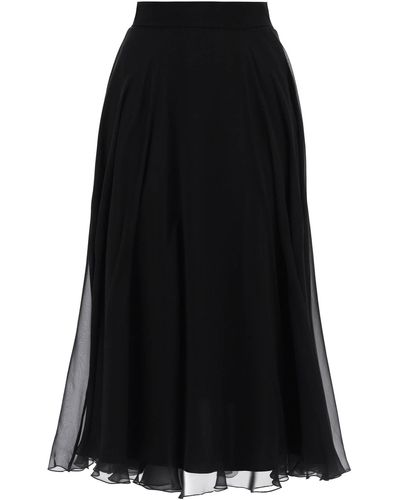 Dolce & Gabbana Silk Flared Skirt With Wheel - Black