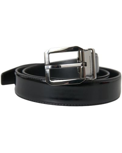 Dolce & Gabbana Leather Metal Buckle Belt - Black