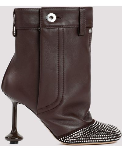 Loewe Brown Shitake Lamb Leather Toy Strassed Ankle Boot