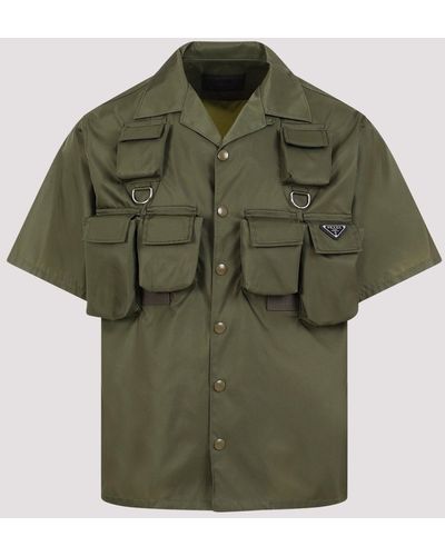 Prada Military Green Recycled Polyamide Shirt