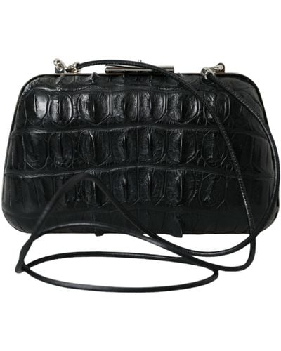 Balenciaga Elegant Crocodile Leather Evening Clutch - Black