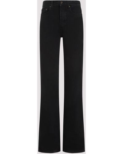 Saint Laurent Plain Carbon Black Cotton Long Straight Oklahoma Trousers