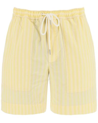 Maison Kitsuné Striped Poplin Bermuda Shorts For - Yellow