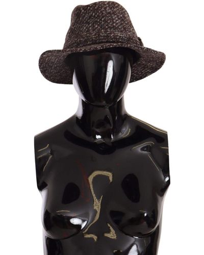 Dolce & Gabbana Elegant Tweed Wide Brim Hat - Black