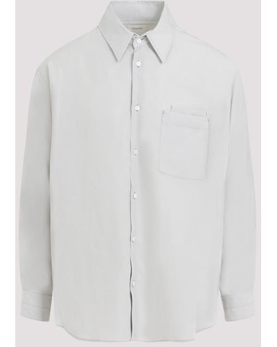 Lemaire Cloud Grey Double Pocket Ls Shirt - White