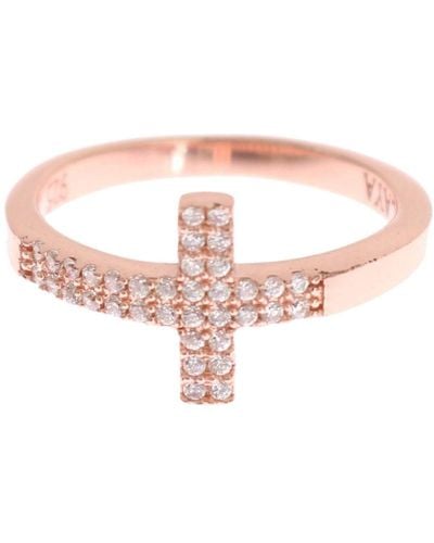 Nialaya Pink Gold 925 Silver Cross Cz Ring
