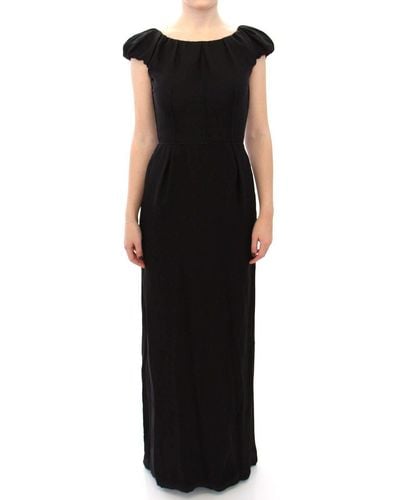 Dolce & Gabbana Elegant Silk Shortsleeved Evening Gown - Black