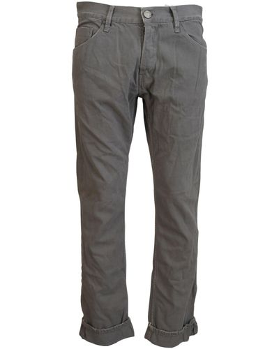 Acht Regular Denim Jeans With Logo Details - Grey