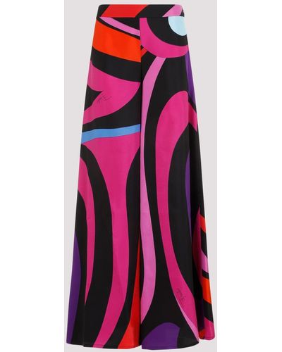 Emilio Pucci Red Silk Trousers - Pink