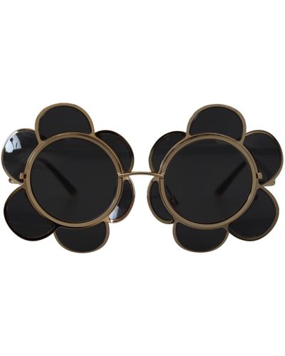 Dolce & Gabbana Gold Special Edition Flower Form Dg2201 Sunglasses - Black