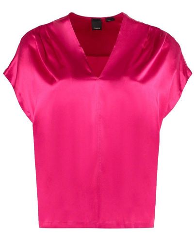 Pinko Fuchsia Silk Tops & T-Shirt - Pink