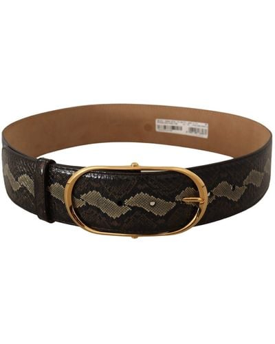 Dolce & Gabbana Elegant Snakeskin Belt With Oval Buckle - Black