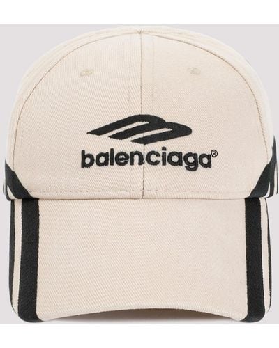 Balenciaga Light Beige Black 3b Bal Cotton Cap - Natural