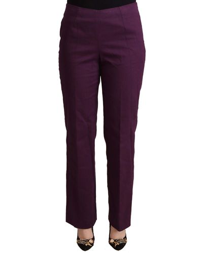 Bencivenga Violet High Waist Tapered Casual Trousers - Purple