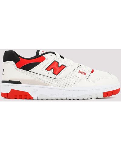 New Balance White And Red 550 Premium Leather Trainers