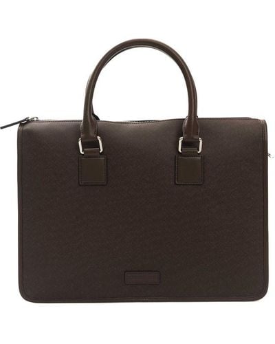 Cerruti 1881 Brown Calf Leather Briefcase - Black