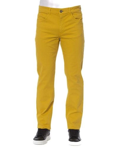 Trussardi Elegant Cotton Blend Trousers - Yellow