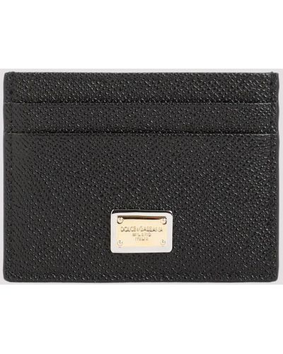 Dolce & Gabbana Ciclamino Leather Cardholder With Logo Plaque - Black