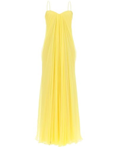 Alexander McQueen Silk Chiffon Bustier Gown - Yellow