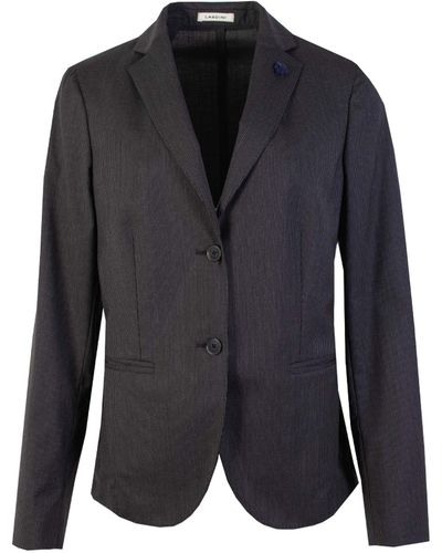 Lardini Pinstripe Wool Jacket - Black