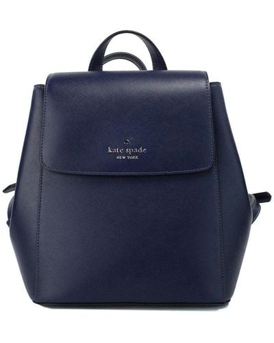 Kate Spade Madison Navy Saffiano Leather Medium Flap Shoulder Backpack Bag - Blue
