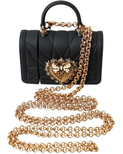 Dolce & Gabbana Black Silicone Devotion Heart Gold Chain Airpods Case
