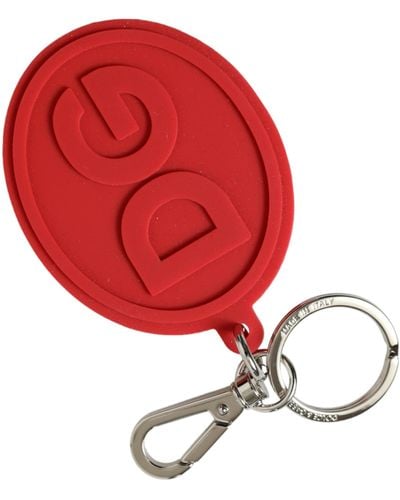 Dolce & Gabbana Rubber Dg Logo Brass Metal Keyring Keychain - Red