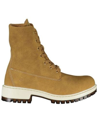 U.S. POLO ASSN. Chic Fleece-Lined Ankle Boots With Contrast Details - Natural