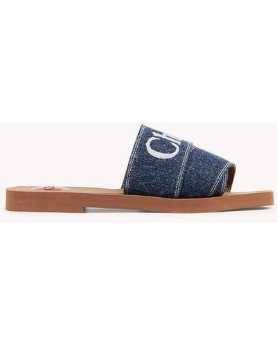 Chloé Woody Flat Mule - Blue