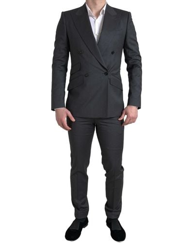 Dolce & Gabbana Grey 2 Piece Double Breasted Sicilia Suit