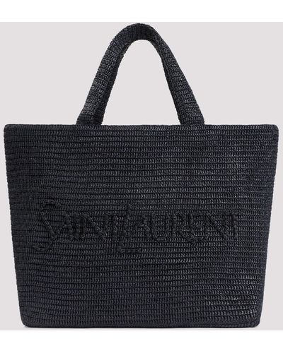 Saint Laurent Black Raffia Tote Bag