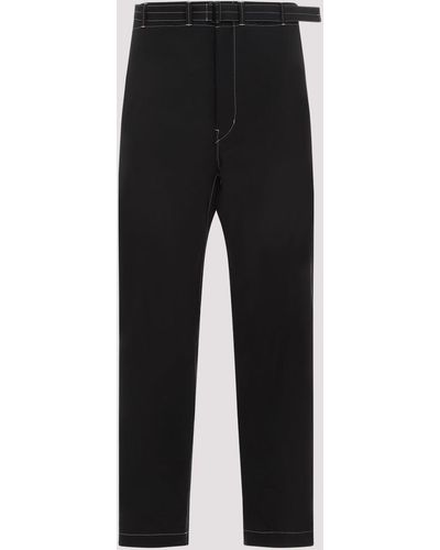 Lemaire Black Cotton Belted Carrot Trousers