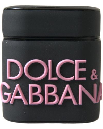 Dolce & Gabbana Black Pink Silicone Embossed Logo Airpods Case