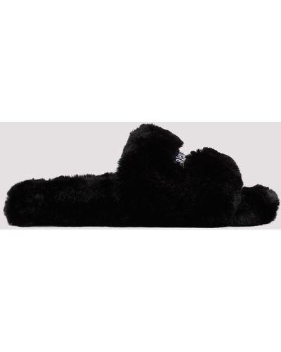 Balenciaga Black Furry Polyester Slides