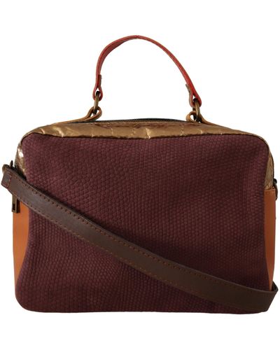 EBARRITO Leather Shoulder Bag With Details - Red
