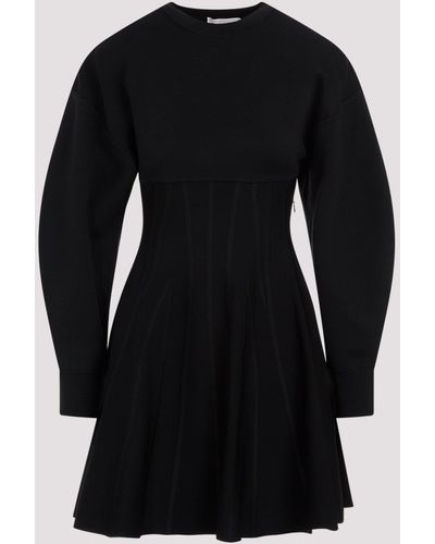 Alexander McQueen Black Wool Dress