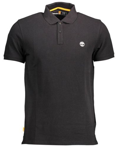 Timberland Sleek Cotton Polo With Classic Embroidery - Black