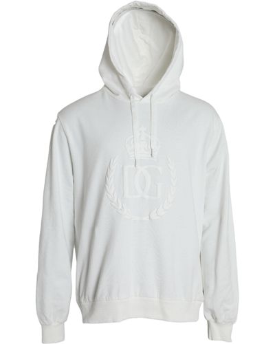 Dolce & Gabbana Cotton Hooded Sweatshirt Pullover Jumper - White