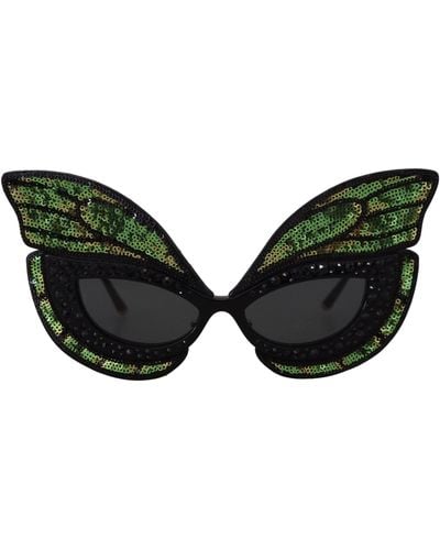 Dolce & Gabbana Exquisite Sequined Butterfly Sunglasses - Black