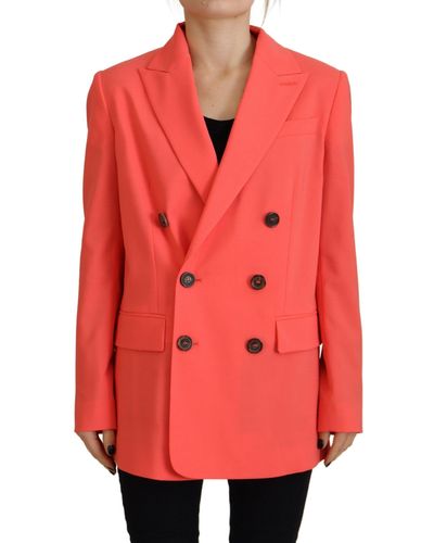 DSquared² Pink Double Breasted Coat Blazer Jacket