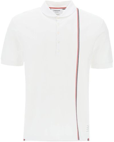 Thom Browne Polo Shirt With Tricolor Intarsia - White