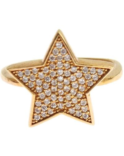 Nialaya Star Gold 925 Silver S Clear Ring - Metallic