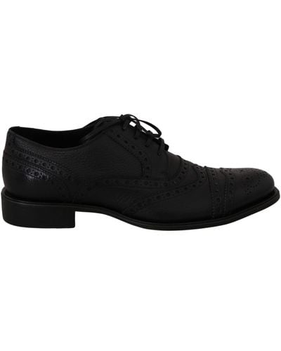Dolce & Gabbana Dolce Gabbana Leather Wingtip Oxford Dress Shoes - Black