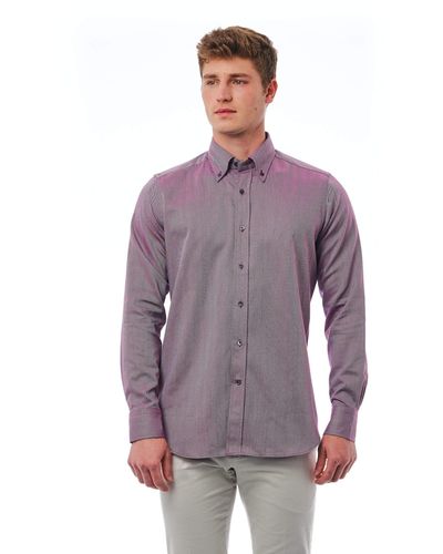 Bagutta Elegant Burgundy Button-Down Shirt - Purple
