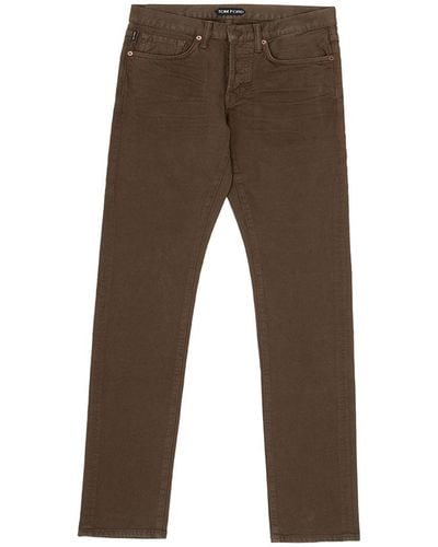 Tom Ford Mud Straight Fit Luxury Jeans - Brown