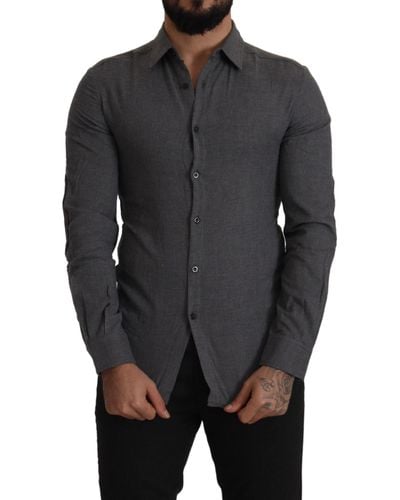 CoSTUME NATIONAL Dark Grey Cotton Casual Shirt
